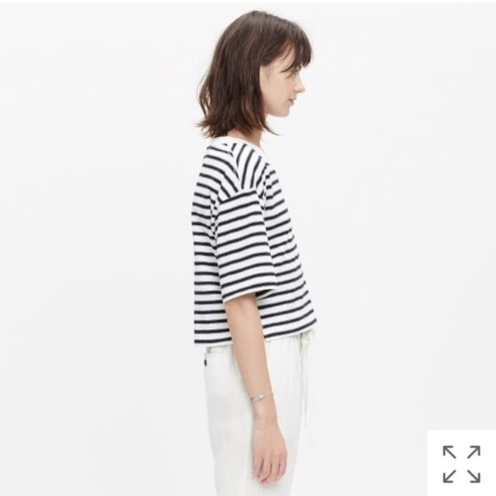 Madewell Sun Up Tee in Black White Stripe S - Picture 6 of 8